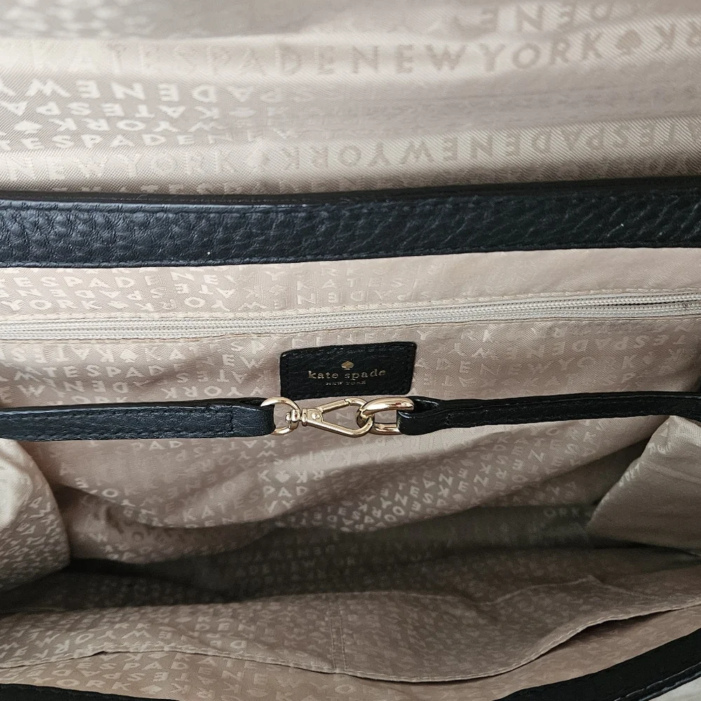 Kate Spade Black Leather And Suede Handbag Crossbody Satchel Tote